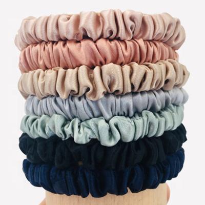 China Wholesale Fashion Women's 100% Pure Mulberry Silk Hair Scrunchies Small 1cm for sale