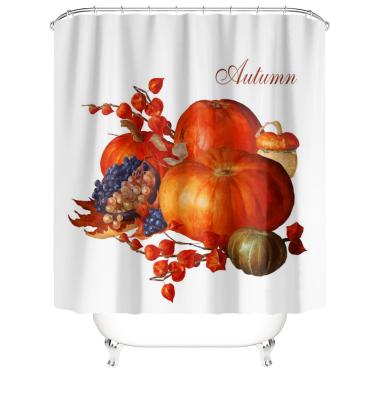 China Interesting Hand Painted Curtain Printed Viable In Autumn Harvest Landscape Painting New Design Fabric 3d Shower Curtain Bathroom for sale