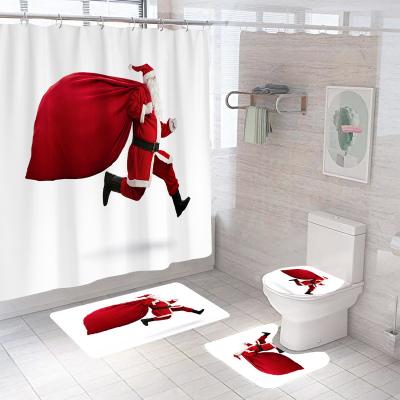 China Sustainable Santa Claus Snowman Style Shower Curtain Support Customized Modern Waterproof Shower Curtain for sale