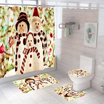 China New Design Sustainable Christmas Color Printing Polyester Eco - Friendly Shower Curtain for sale