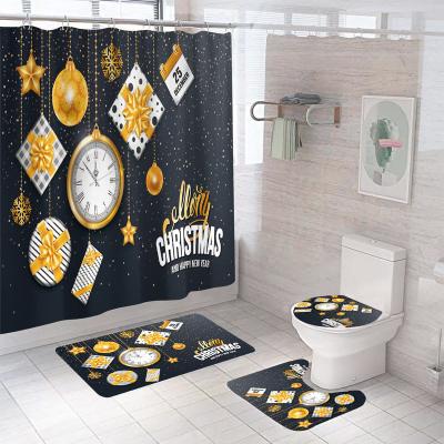 China Modern Style Nouveau Print Sustainable Four-Piece Pattern Shower Curtain for sale