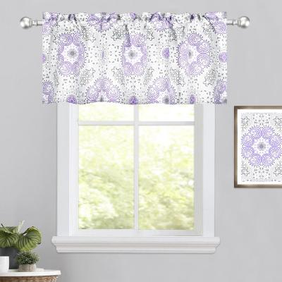 China Plain Purple Damask Medallion Printed Valance 52x18 Inch 100% Polyester 1 Piece/Pack for sale