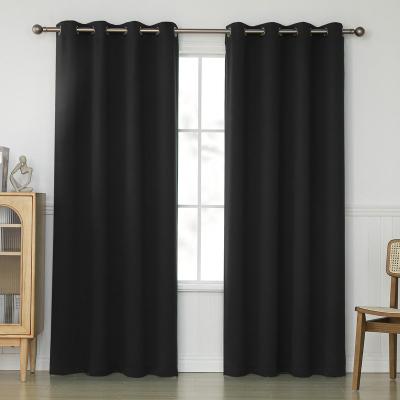 China Hot Sale Gray Polyester Thermal Insulated Grommet Blackout Blackout Curtains For Home 230GSM Triple Weave Blackout Fabric Sold As 1 Panel for sale