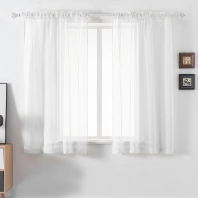 China Filter Light White Sheer Curtains - 52x45 Inch Fabric Volie Semi Sheer Rod Pocket Polyester Curtains 2PC/Package Solid Color for sale