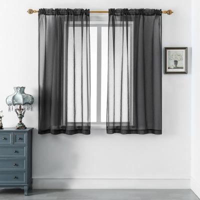 China Filter Light Black Sheer Curtains - 52x45 Inch Fabric Volie Semi Sheer Rod Pocket Polyester Curtains 2PC/Package Solid Color for sale