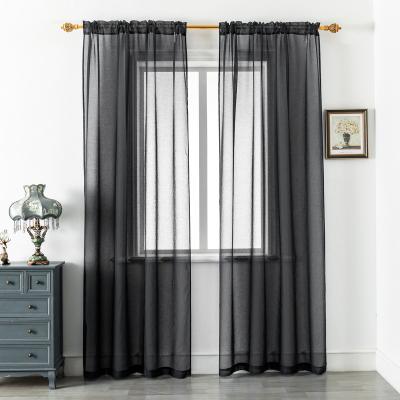 China Black Sheer Filter Light Curtains - 52x84 Inch Volie Semi Sheer Rod Pocket Curtains 2PC/Package for sale