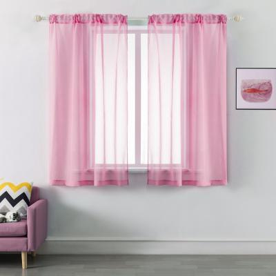 China Sheer Curtains Volie Semi Sheer Rod Pocket Curtains In Filter Light 2PC/Pack 52x45 Inch Pink for sale