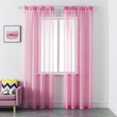 China Filter Light Pink Sheer Curtains - 52x84 Inch Fabric Volie Semi Sheer Rod Pocket Polyester Curtains 2PC/Package Solid Color for sale