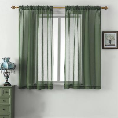 China Filter Light Green Sheer Curtains - 52x45 Inch Semi Sheer Solid Voile Rod Pocket Polyester Curtains 2PC/Color Fabric Package for sale