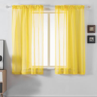 China Filter Light Yellow Sheer Curtains - 52x45 Inch Semi Sheer Volie Fabric Rod Pocket Polyester Curtains 2PC/Package Solid Color for sale