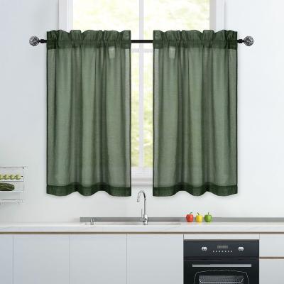 China Small Semi Sheer Dark Green Sheer Curtains 34