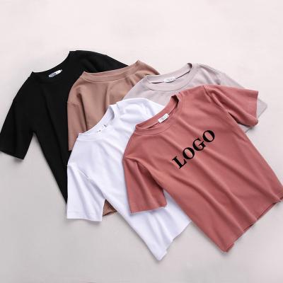 China 2021 Custom Viable Vintage Plain Logo Loose Cotton Women's T-shirts Custom Soft Shirt for sale