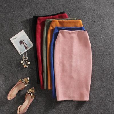 China Winter and autumn breathable solid color knitted high waist women's pencil skirt slim skirt hip line one-step bag for sale