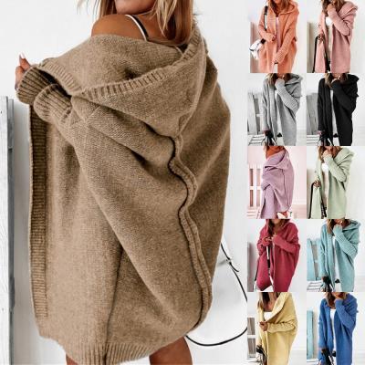 China Anti-wrinkle Korean style fashion thick cardigan sweater women knit hooded sweater custom for sale