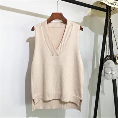 China Autumn And Winter New Korean Loose Wild Women's Sweater V-neck Knitted Vest Anti-wrinkle Vest for sale