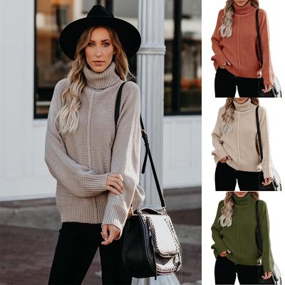 China 2021 Latest Design Turtle Neck Anti-Wrinkle Custom Knitted Oversized Winter Women's Autumn Sweater Sweaters for sale