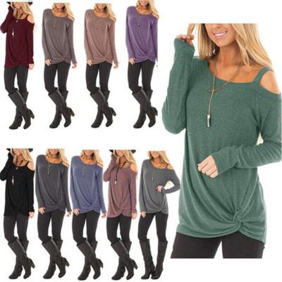 China New Solid Color Knotted Quilted Women's Long Sleeve Sweatshirt QUICK DRY Sweater for sale