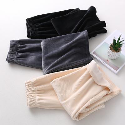 China 2021 New Fashion Loose Straight Casual Ladies Women High Waisted Velvet Viable Elastic Pants for sale