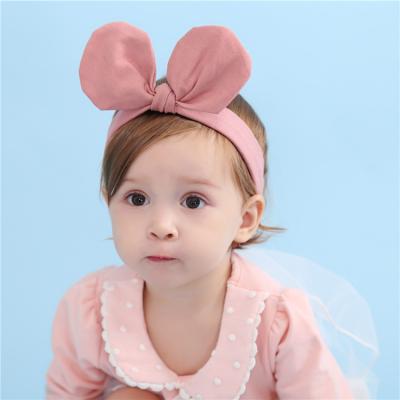 China New Wholesale Fashion Rabbit Ear Headband Newborn Baby Kids Cotton Big Bow Hair Accessories for sale