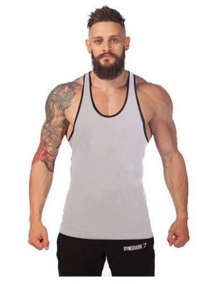 China Fitness Solid Color Men's Vest Wholesale Men's Breathable Gym Muscle Tank Top for sale