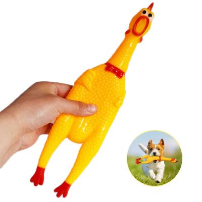 China 2021 Hot Sale Viable Screaming Chicken Pets Dog Toys Squeeze Toy Safety Rubber For Dogs Chew Healthy Funny Molar Toys for sale