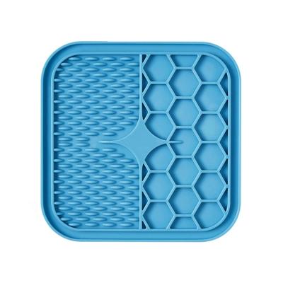 China Viable Non-Toxic Dog Bowls Eat Dog Suction Cups Durable Slow Driver Pad Square Silicone Licking Mat With Suction Cups for sale