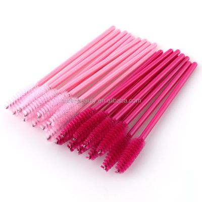 China 50pcs Disposable Colorful Eyeshadow Eyelash Pink Brush Eyebrow Mascara Brush Micro Magic Wands Applicator Brushes Comb Beauty Tools for sale