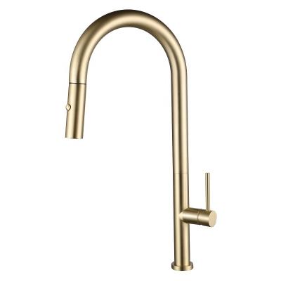 China Metered Faucets Single Handle Basin Durable Water Mixer Taps Pull Down Faucet Pull Out Kitchen Gold Faucet for sale