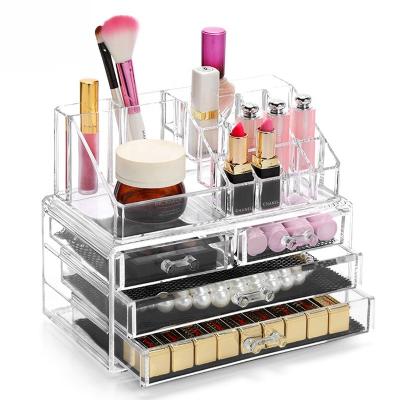 China Fashion Makeup Organizer Storage Drawer Box Acrylic Clear Lipstick Holder Cosmetic Dividers for sale