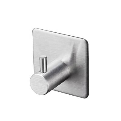 China QI-001- Modern Towel Hook Holder Rail, 3M Self Adhesive Hooks Square Bathroom Wall Hangs Stainless Steel for sale