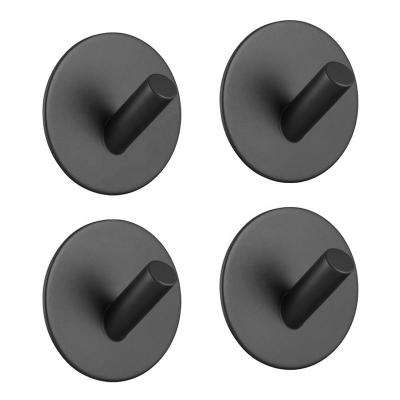 China QI-001- Matte Black Towel Hook Stainless Steel Modern Towel Coat Towel Hooks Self Adhesive Holders For Hanging for sale