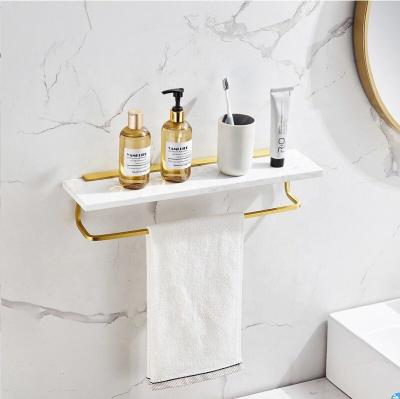 China High Quality Wholesale Modern Kitchen Organizer Room MingRui-001 Brass Stone Bathroom Shelves Retro Marble Shower Shelves for sale