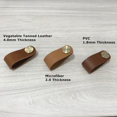 China YR688 Luxury Industrial Leather Pull Handle Knob / Brass Size 18mm for sale