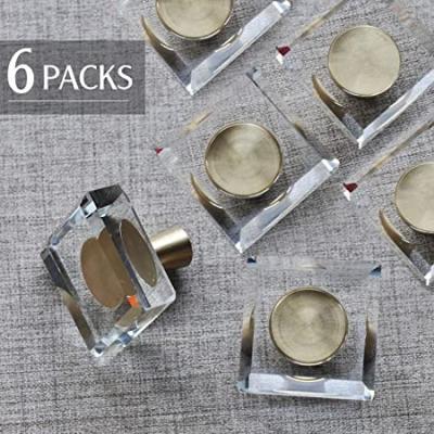 China Modern Clear + Nickel Square Shape Crystal Glass Drawer Knob Pull Handle Used For Furniture Drawer Cabinet for sale