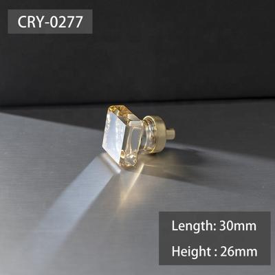 China Modern Home Bedroom Cabinet Drawer Transparent Golden Square Crystal Knobs for sale