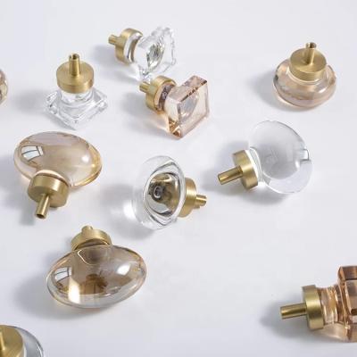 China Modern Transparent Olive Design Crystal Oval Gold Kitchen or Home Drawer Cabinet Bedroom Knob - KOSIN HOME HARDWARE for sale