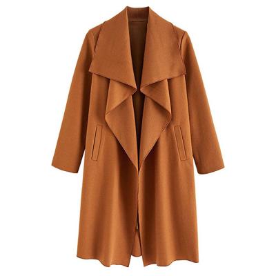 China High Quality Customized Loose Turn Waterproof Winter Big Down Collar Women's Woolen Ditch Coat Women's Coats for sale