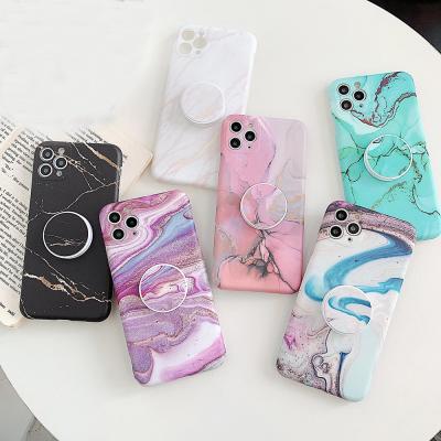 China Shockproof Colorful Marble Phone Case With Stand Holder For iPhone 13 12 11 pro XR max XS XS 7 8 max plus Matte Soft Phone Cover for sale