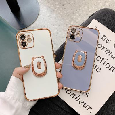 China Luxury Shockproof Electroplating Phone Case For iphone 13 12 pro XS XR X Se 6 max 11 case plus 7 8 12 Mini Phone Holder Ring Grip for sale