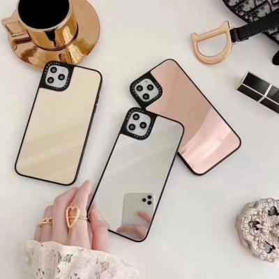 China Luxury Shockproof Plating Solid Color Mirror Phone Case For iPhone 12 13 Pro Max 12Pro 11 Pro XS X Max XR SE2 7 8 Plus Soft Phone Cover for sale