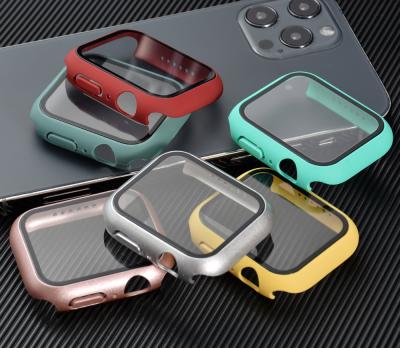 China Anti-scratch 360 Bumper Full View Matte Hard Case For Apple Watch 7/6/SE/5/4/3/2/1 Cover Tempered Glass Film For iwatch 41MM 45MM 40MM 44MM for sale