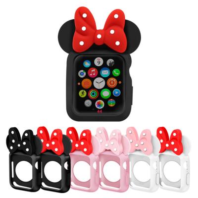 China Shockproof Soft Silicone Replacement Cover Bumper For Apple Watch 38MM 40MM Minnie Cute 42MM Protective Case For iWatch 3/2/1 Accessories for sale