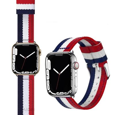 China Adjustable Fabric Sport Strap For Apple Watch 7 6 5 4 3 Se 44mm Nylon Band 41mm 45mm Series 40mm Woven Strap For iWatch 3 38mm 42mm for sale