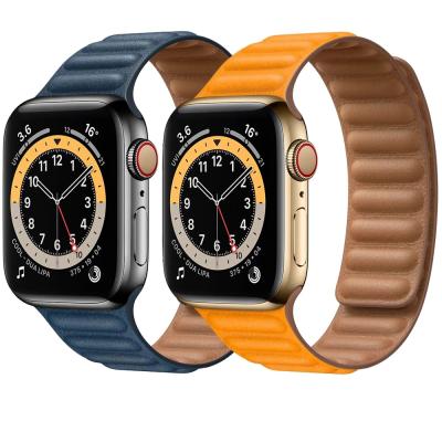 China Adjustable Leather Link For Original Apple Watch Band 44mm 40mm 38mm 4 Se 6 Strap 42mm Magnetic Buckle Strap iWatch iWatch seires 5 for sale