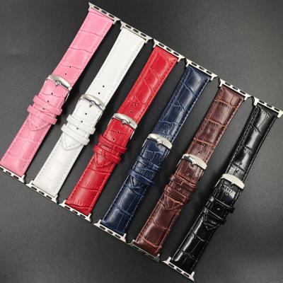 China Adjustable Crocodile Genuine Leather For Apple Watch Strap Band 45mm 41 42mm 44mm Strap For iwatch Band Se Series 7/6/5/4 38mm 40mm for sale