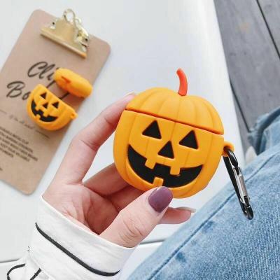 China Cartoon Halloween Pumpkin Lamp Cartoon Earphone Protective Earphone Case Wireless Box For Airpods 1 2 for sale