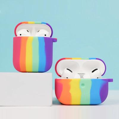 China Earphone Silicone Rainbow Top Cover Device Wireless Flexible Earphone Case Shockproof Material For AirPods 1 pro box 2 3 soft for sale