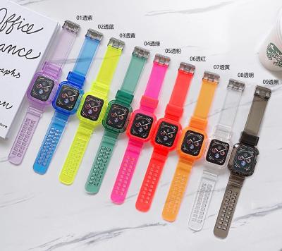 China Sports Strap Shockproof Transparent Case For Apple Watch 7 Se 6 5 4 3 2 1 Sport Replacement Clear Band For iwatch 40mm 44mm 42MM 41MM 45MM for sale