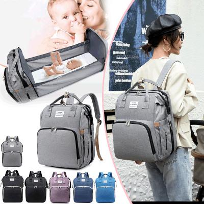 China Water Resistant Baby Diaper Changing Convertible Waterproof Diaper Crib Backpack Sleek Bag For Mommy On The Go for sale