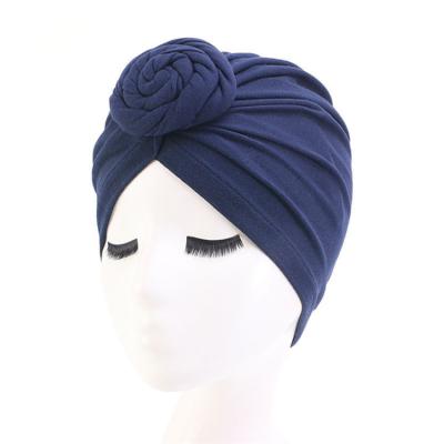 China Multifunctional High Quality Hair Accessories Solid Color Turban Cancer Hats Headwear Chiffon Headwrap Turban for sale